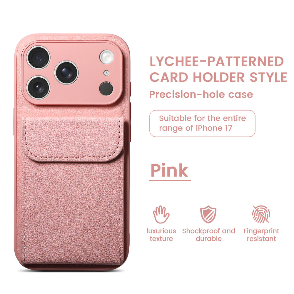 iphone 17 pro max leather case card holder phone case apple 16 vegan leather matte anti-drop protective cover