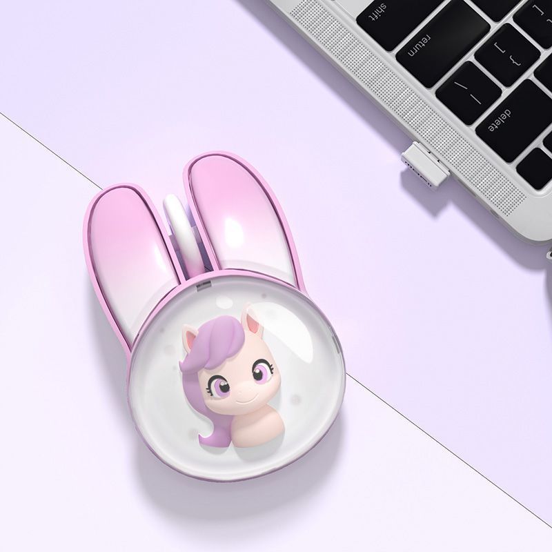 Mofii m12c cute rabbit cartoon wireless bluetooth dual-mode rechargeable mouse - quiet operation for laptop and office use