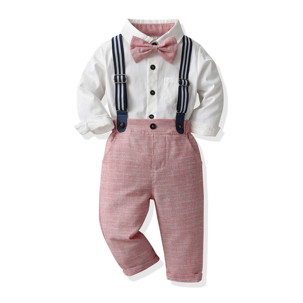 Factory new children's clothing sets: white shirt, overalls, bow tie - perfect for baby's first birthday and special occasions