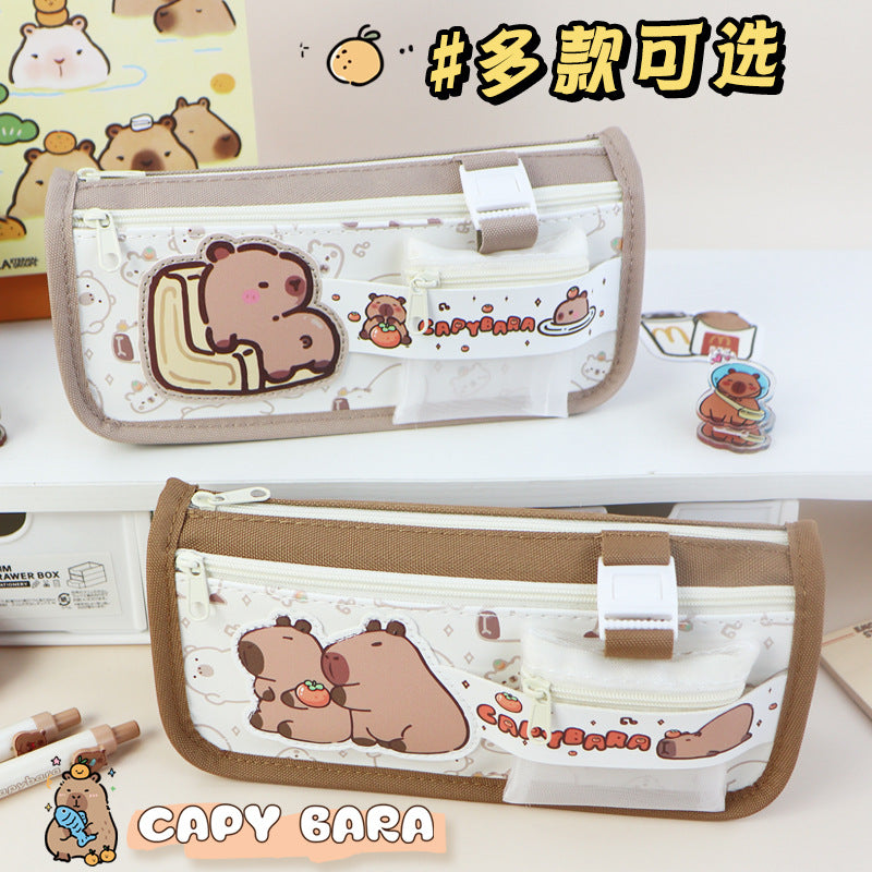 Cross-border pencil bag New Kapibara High-value primary school students Large-capacity pencil bag Junior high school students Super good-looking stationery box