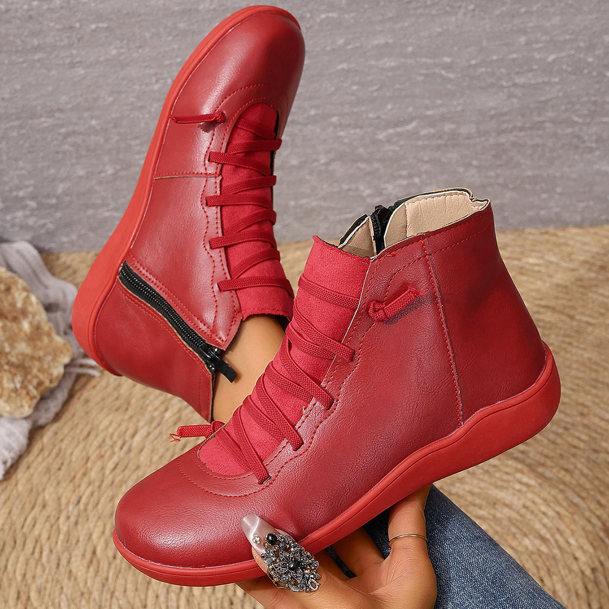 2024  wishes European and American  boots autumn and winter new women's boots large size British Martin boots casual short boots