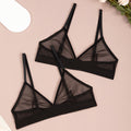 french sexy transparent three-point women's bra small breast mesh intimates hot girl ultra-thin style