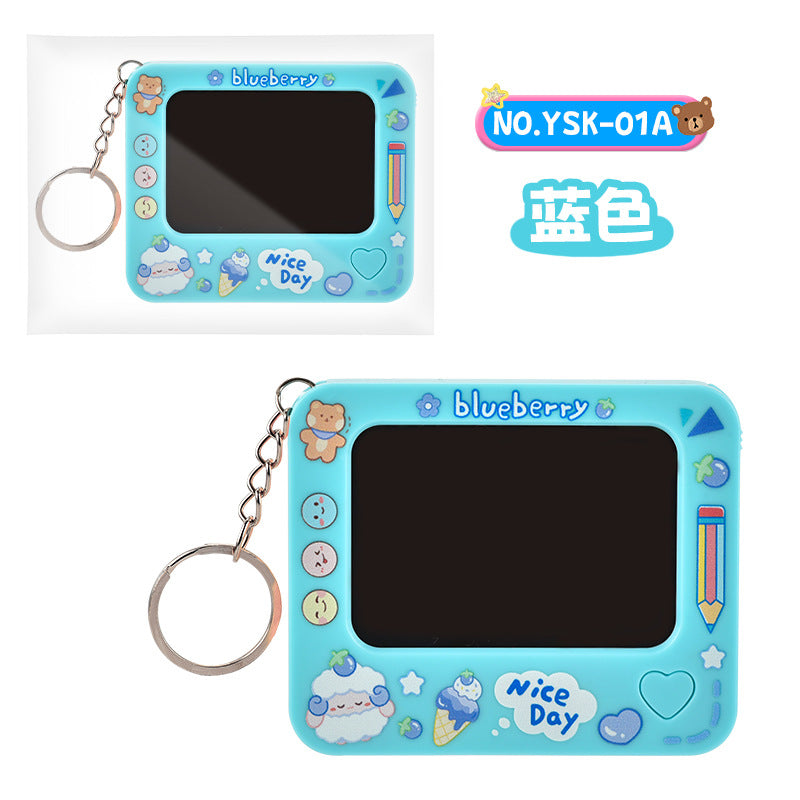Cartoon kids toy keychain lcd writing tablet gift toy doodle blackboard student bag charm