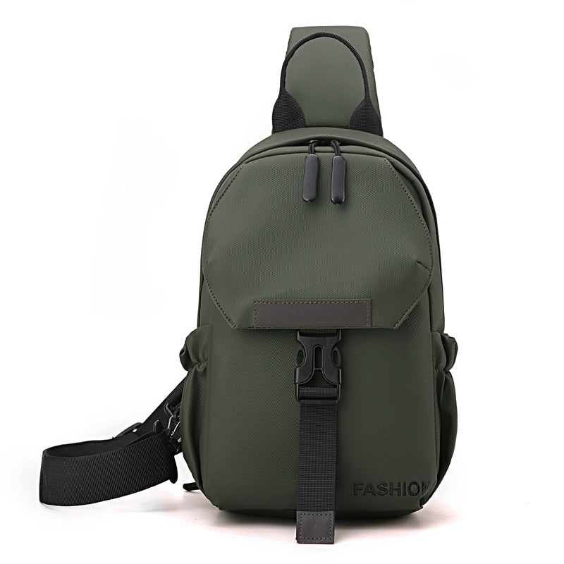 Foreign trade new trendy fashion messenger bag leather film texture men's breast bag large capacity simple and light casual shoulder bag
