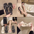 Xiaoxiangfeng beach shoes sandals flats summer open toe casualeasiest for match trendy travel work non-slip seaside flip-flops