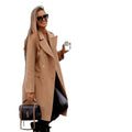 e-commerce european and american women's clothing   spring double-breasted mid-length woolen casual coat