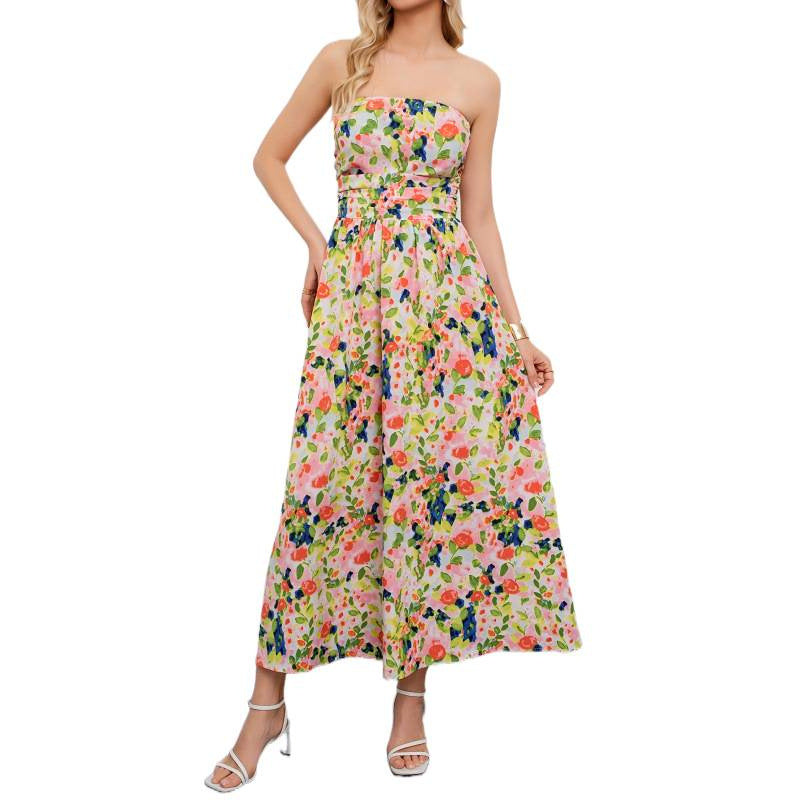 listing: new  women's elegant bandeau date night printed dress