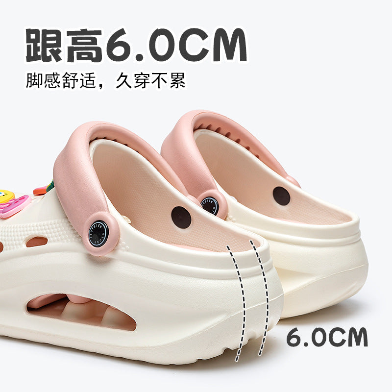 Spongebob squarepants thick sole crocs women's new arrival non-slip beach heightening toe cap sandals slippers women's summeroutwear