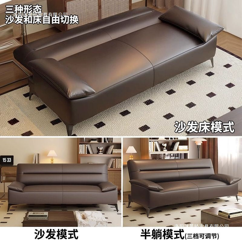 Cat scratch leather sofa bed all-in-one dual-purpose small apartment foldable sofa bed rental room three-person casual sofa bed