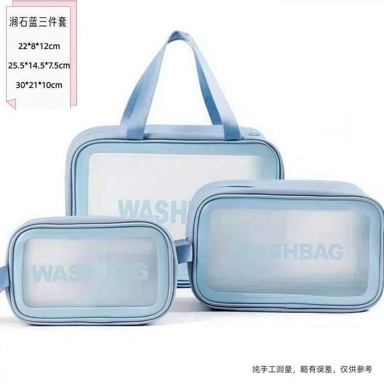 Travel makeup bag translucent toiletry bag frosted bath bag swimming cosmetic storage bag pure color carry-on bag