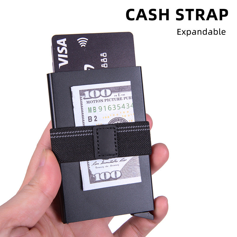 Manufacturer supplies anti-magnetic RFID automatic elastic card bag, ID bag, aluminum alloy anti-theft card box, bank card sleeve