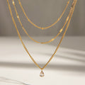 Frenchaccessible luxury double-layer water wave single diamond super flash titanium steel necklace for women easiest for match cold style classy sense necklace clavicle chain