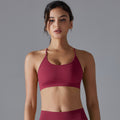 seamless pure color cross back tight high elastic sports intimates yoga clothes running fitness yoga bra for women