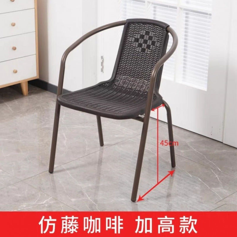 Rattan backrest chair for home chair plastic stool thickened backrest casual chair dormitory for home dining chair mahjong chair