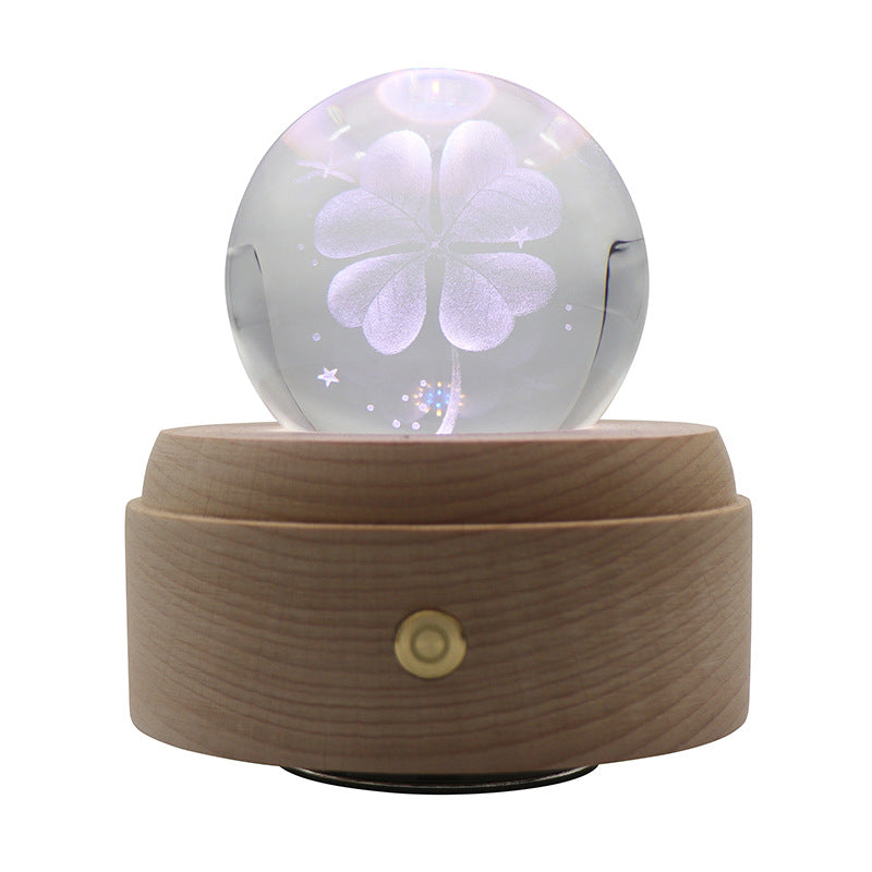 Colorful touch creative gift crystal ball music box transparent crystal light ball music box 3D night light