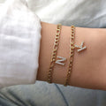 Minimalist micro-paved zircon stainless steel chain letter couple bracelet - 26 english alphabet pendant - lightweight luxury niche design