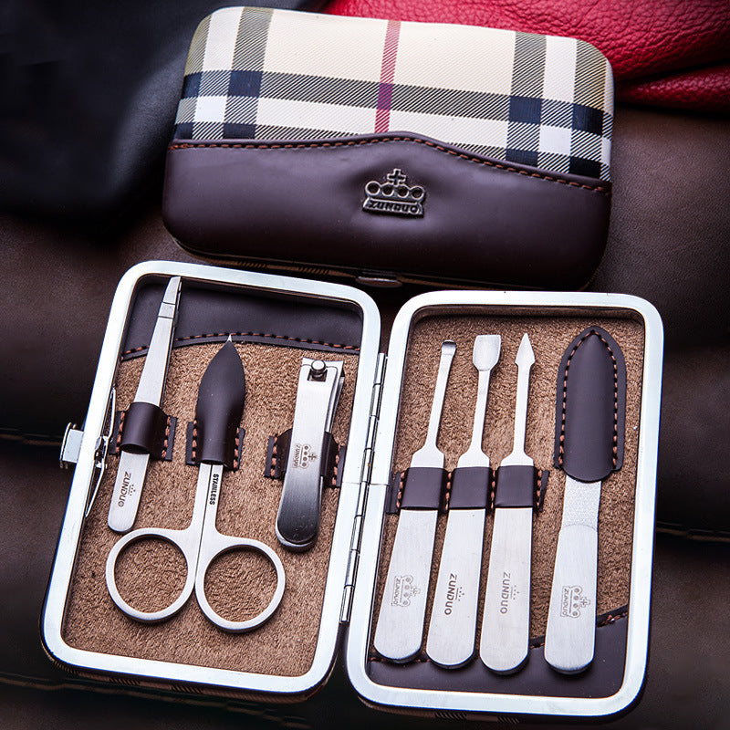 New premium stainless steel nail clipper set - 7 piece manicure & pedicure tool kit