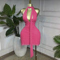 New beaded women's fashion dress - sexy, sleeveless, halter neck, backless, bodycon mini dress - perfect for cross-border e-commerce (european & american style)