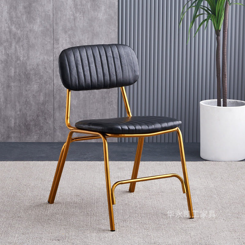 American loft iron art sub restaurant hot pot shop retro leather dining chair milk tea shop cafe casual back chair stool