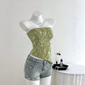 Ready-to-ship 73707#  cross-border fashion summer sheer sequin textured soft & elegant women's bandeau top