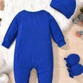Baby boy letter print romper hat and glove set