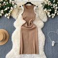 Sense of designfake two-piecedressfemale heart-cut cut outhalter round neck sleeveless knitting hip-covering hot girl skirt