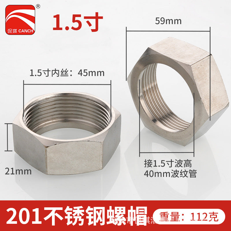 304 stainless steel nut for bellows, hexagonal copper cap, nut, ball cap 4 points 6 points 1 inch 1.2 inch 1.5 inch 2 inch