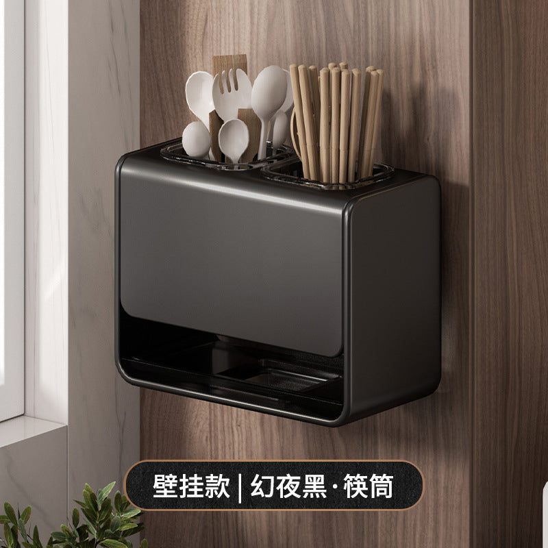 Kitchen chopstick tube rack non-punching wall-mounted wall drain acrylic chopstick cage chopstick basket storage box knife holder