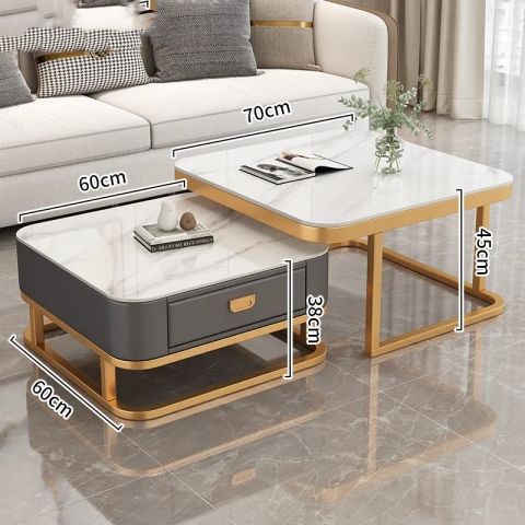 Accessible luxury coffee table living room for home modern casual small apartment popular square glass slate tv cabinet combination coffee table