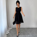summer new arrival: european and american style black sleeveless chiffon dress - women's slimming, figure-flattering design