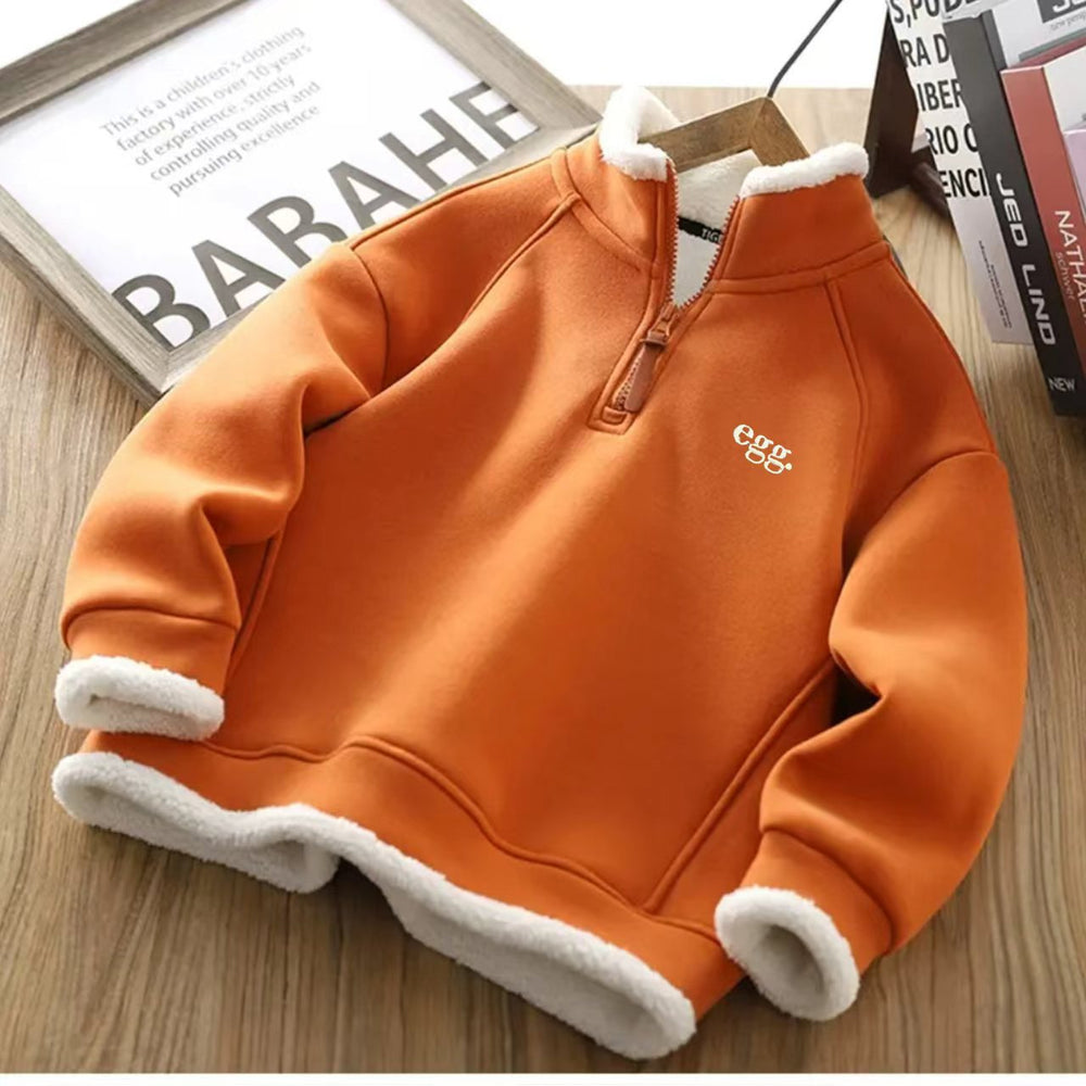 autumn new children's hoodie: embroidered half-zip stand collar top for boys and girls - korean style trendy clothing for mid-to-large children