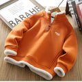 autumn new children's hoodie: embroidered half-zip stand collar top for boys and girls - korean style trendy clothing for mid-to-large children