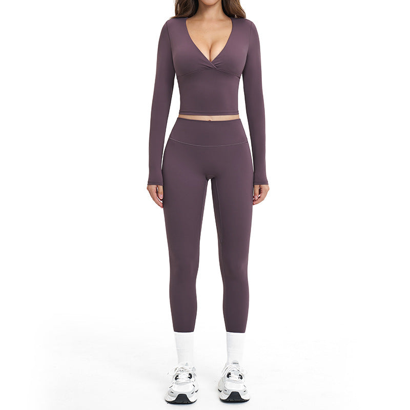 brushed new arrival yoga suit silmslimming look quick-drying fitness clothes outdoor running sports suit for women 4520
