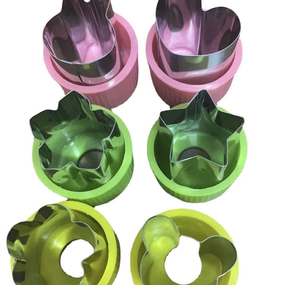 Stainless steel vegetable and fruit carving set - butterfly pasta mold & printing die - full hand protection 5-piece one-piece design