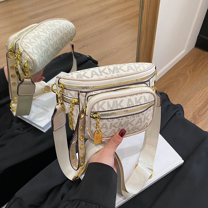 women's bag 2025 new mini chic versatile fashion retro multi-layer zipper shoulder crossbody chest bag