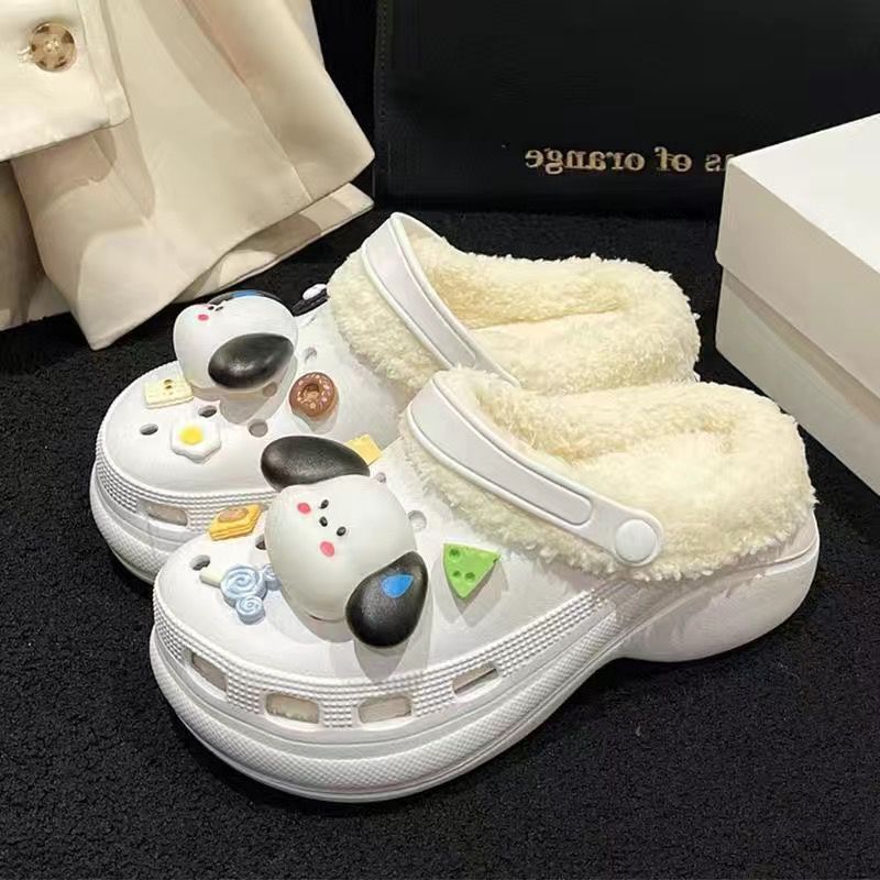 2025 croc shoes cotton slippers fleece-linedheattechpopularfashioneasiest for match indoor heightening eva casualoutwear cotton slippers