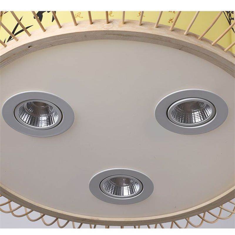 Hot pot restaurant box with spotlight bamboo lantern chandelier Chinese hotel private room store homestay bamboo stick house lamp