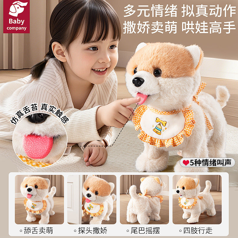 Kids' electric realistic plush toy dog - walks, barks, moves, learns to talk, licks - electronic dog for boys and girls