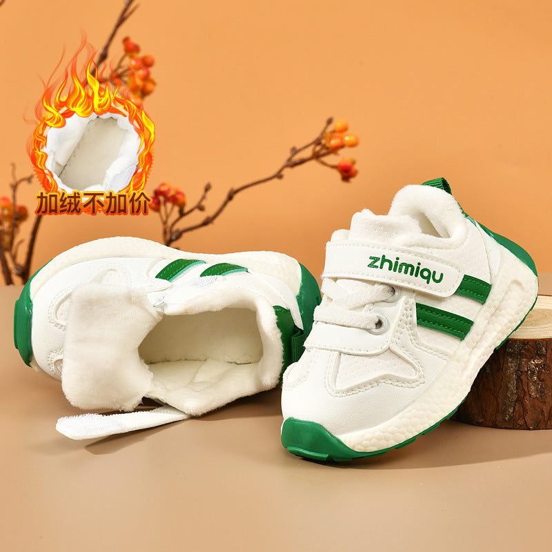 Toddler shoes for baby boys 0-1-3 years old, autumn/winter infant and toddler shoes for baby girls, soft sole non-slip, fleece-lined, extra thick cotton shoes