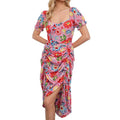 listing: new  women's original elegant floral print drawstring hem dress