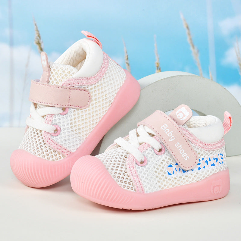 Baby sandals for boys, summer first walker shoes, 0-1-2 years old infant anti-slip soft sole mesh shoes for babies and toddlers, baby girl shoes
