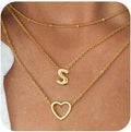 Amazon tk same style bubble 26 letter necklace stainless steel multi-layer initial security pin pendant necklace for women