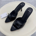 Mng2026 summer new women's shoes black suede mules high heel sandals women's stiletto heel slides