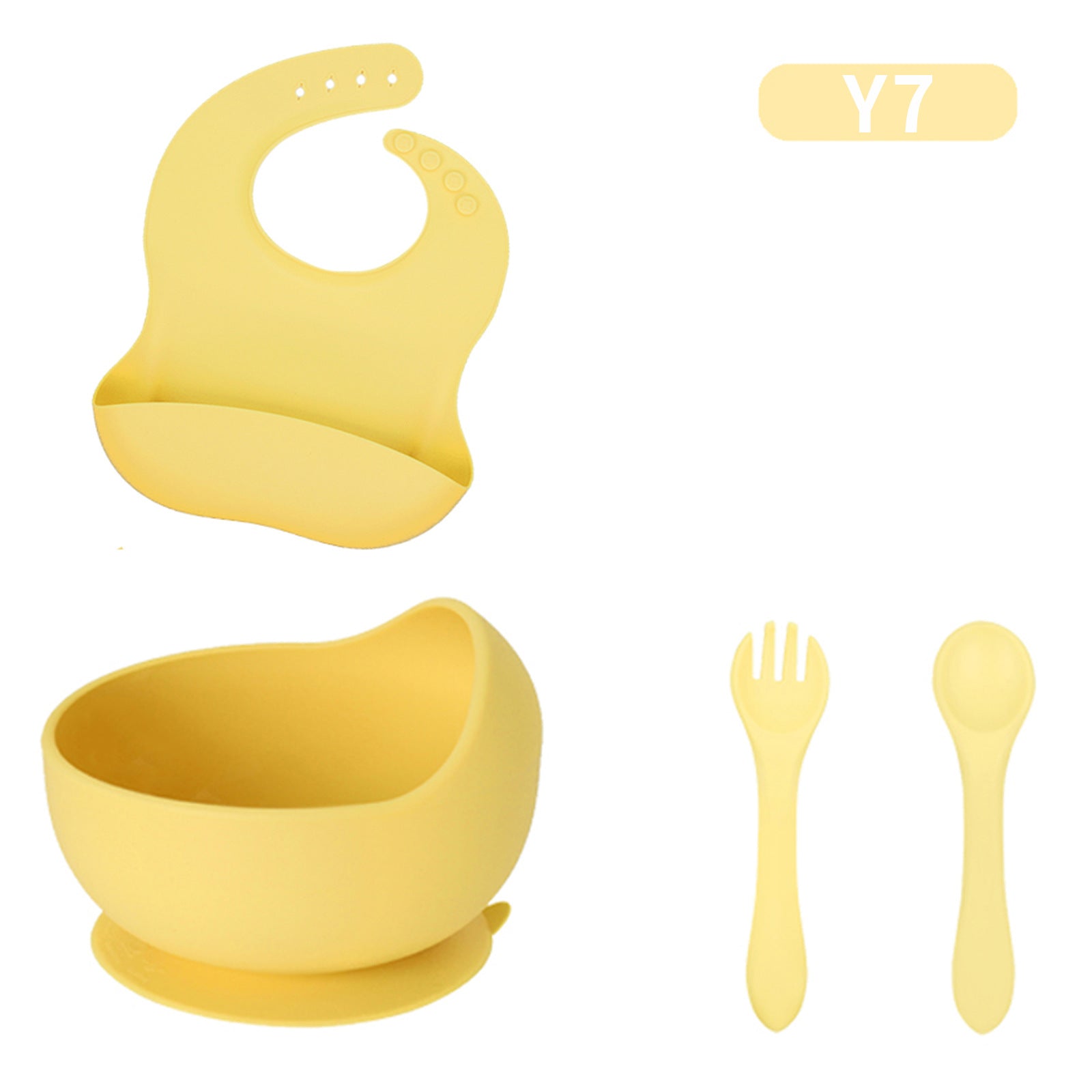 Children's tableware feeding set Baby silicone bowl Fork spoon Baby food supplement bowl Plate Food grade silicone plate