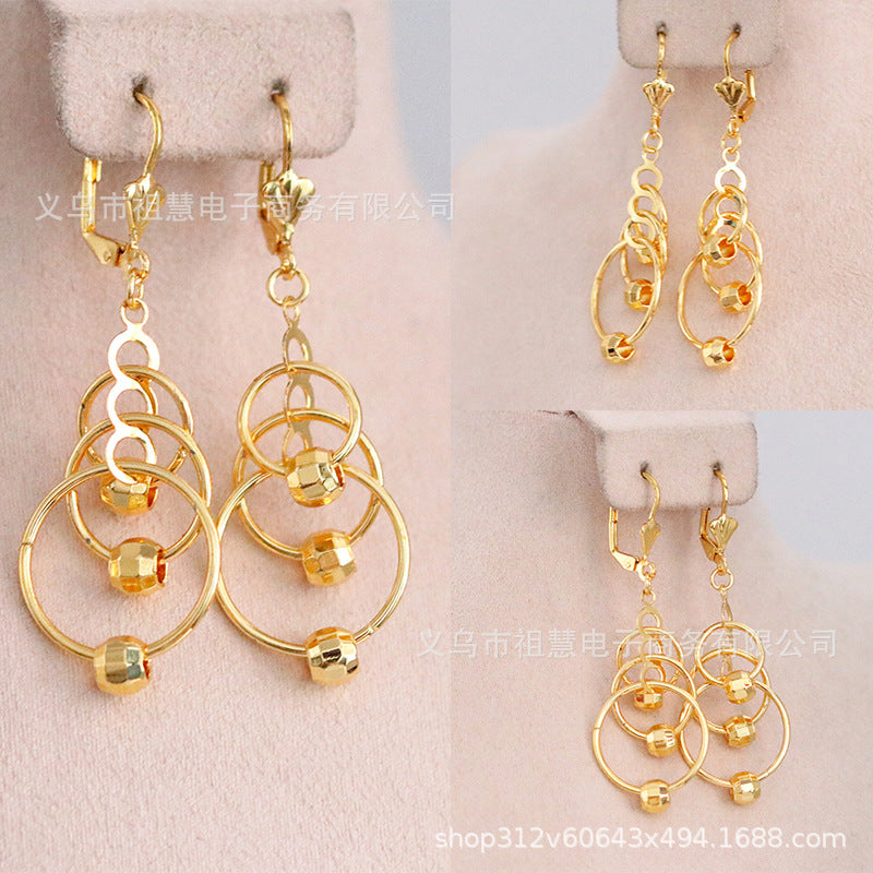 24k gold-plated ethiopian women's round earrings for daily wear bridal gift
