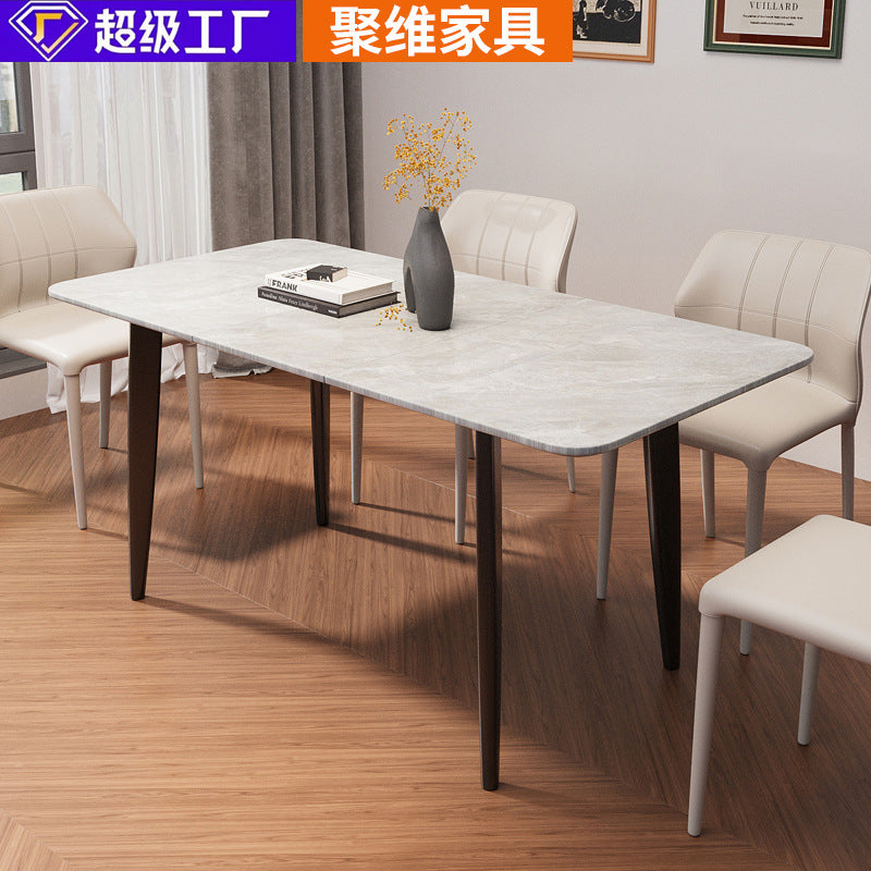 Factory direct custom wholesale restaurant desk modern minimalist light luxury extendable small apartment rectangular table home dining table