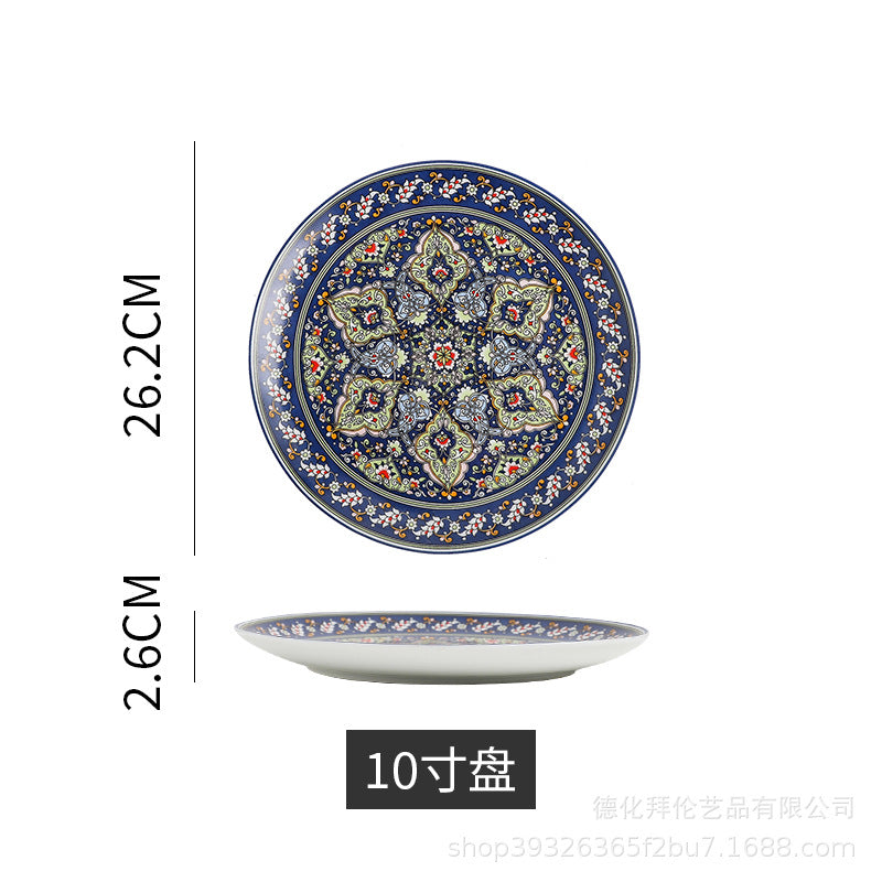 European-style light luxury banquet plating plates, restaurant artistic western dinner plates, pasta flat plates, ceramic american dinner plates, home-use steak plates