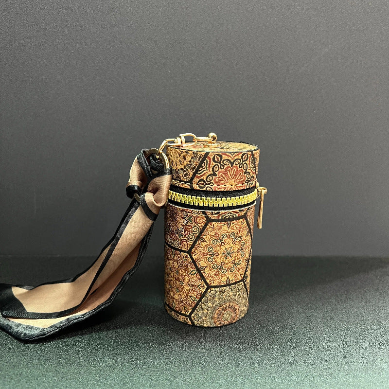 Manufacturer spot cardboard wood grain mouth red envelope drum fashionable student coin bag portable multi-functional bag pendant