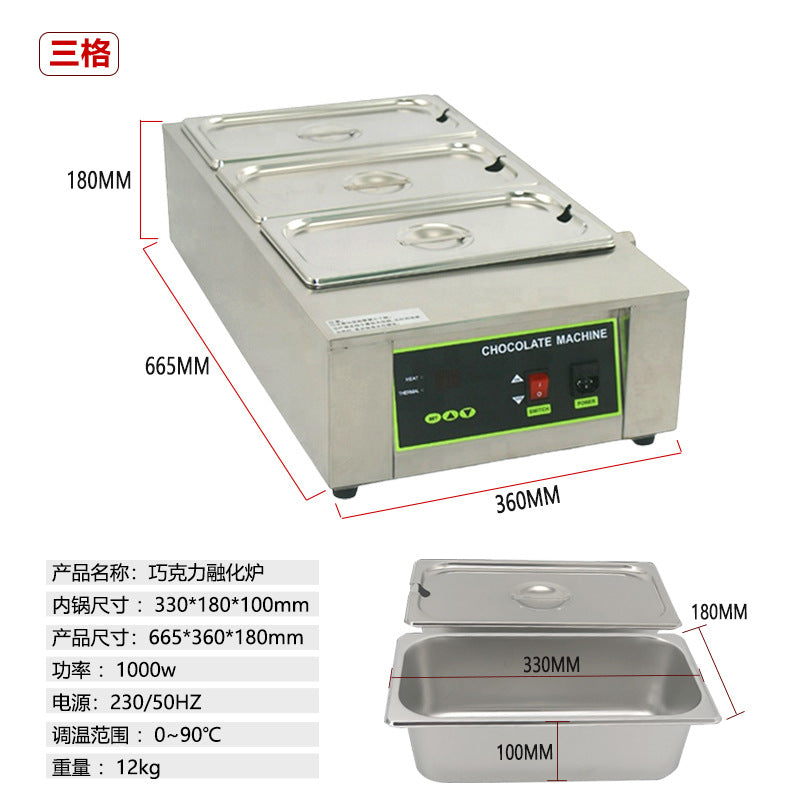 Commercial chocolate melting pot - electric heating, chocolate warmer, constant temperature water bath, double tank hot chocolate melting machine