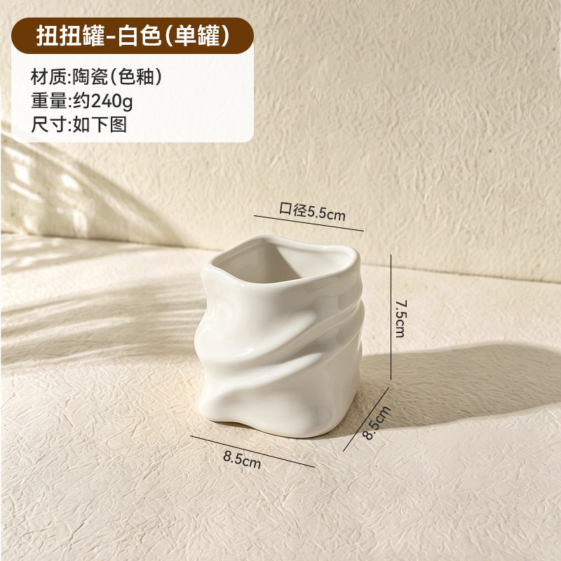304 food grade stainless steel twisted fruit fork set creative colorful storage cup ceramic cup holder wholesale